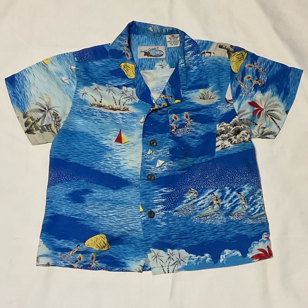 Boy’s Ocean Currant Short Sleeve Button Down Shirt ResortWear Summer Lightweight